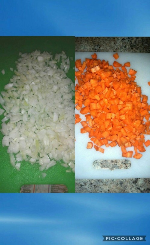 Diced onions and diced carrots