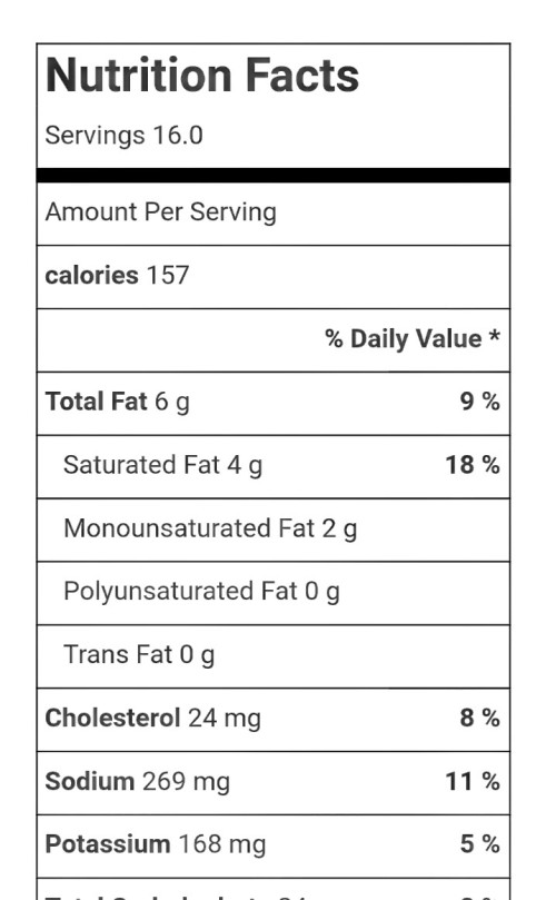 Myfitness Pal Nutrition information